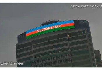 İslamabadda mərkəzi binada Zəfər Günü münasibətilə Azərbaycan bayrağı proyeksiya olunub