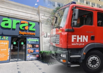 Xəzər rayonunda Araz marketdə yanğın olub