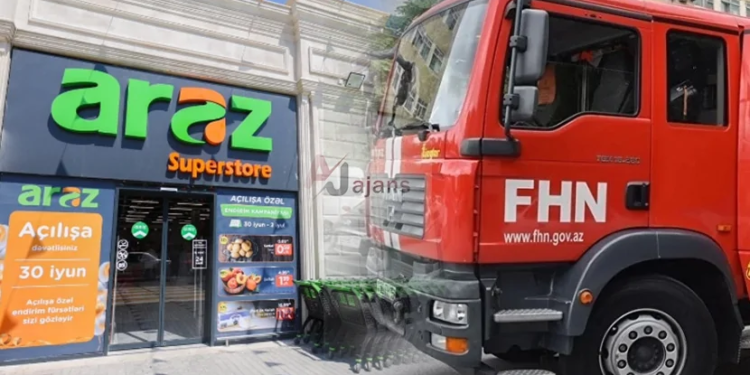 Xəzər rayonunda Araz marketdə yanğın olub