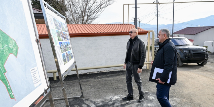 İlham Əliyev Ağdərənin Çapar kəndində görülmüş işlərlə tanış olub